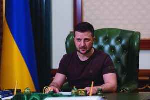 President of Ukraine Volodymyr Zelenskyy address the nation on 20th March 2022 during the Russo-Ukrainian War. (Wikimedia Commons)