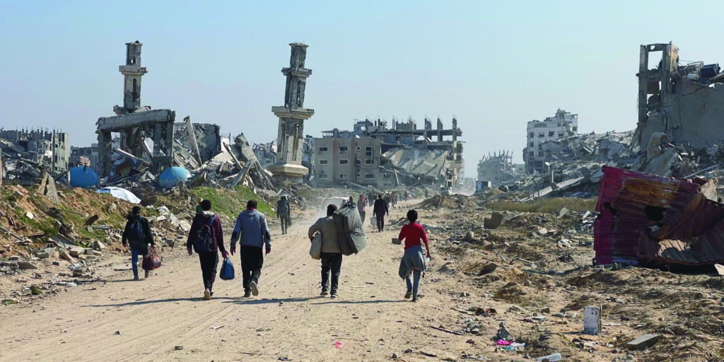Forced displacement of Palestinians in the Gaza Strip devastated by Israeli bombing, January 29, 2025. Jaber Jehad Badwan, CC BY-SA 4.0 , via Wikimedia Commons