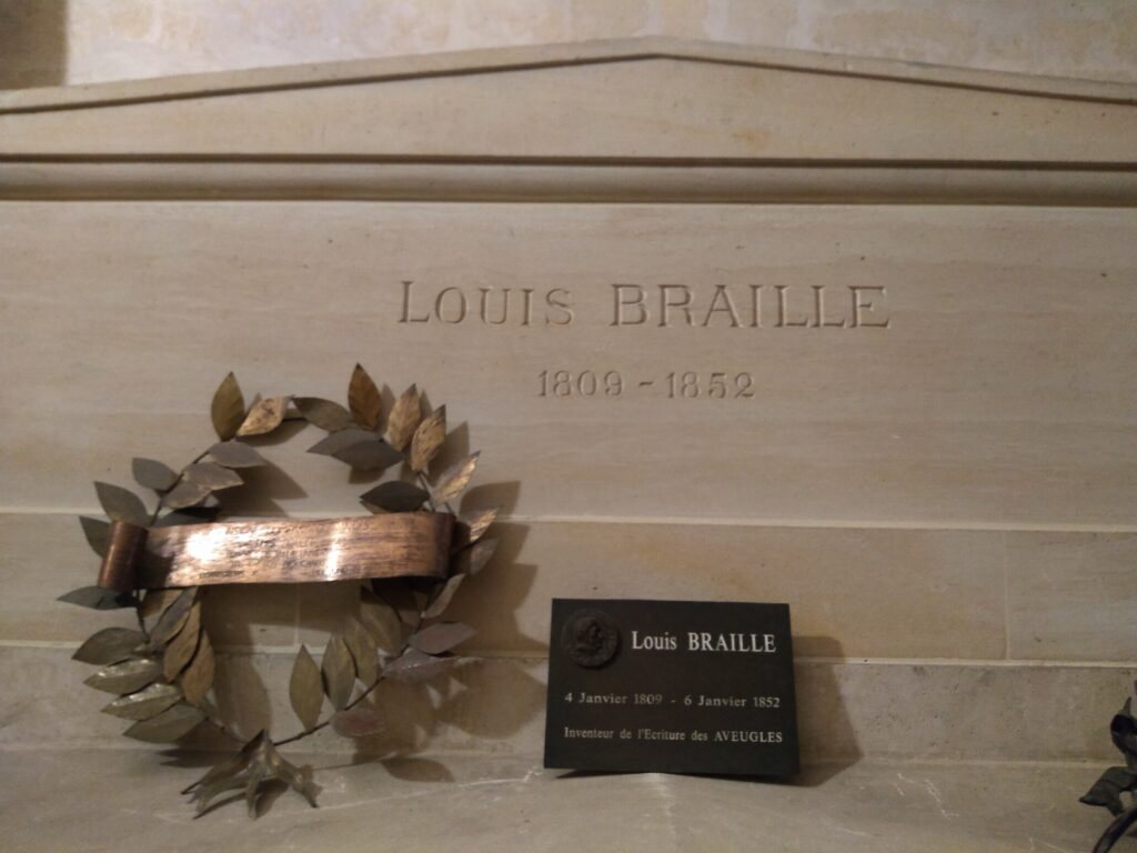 The tomb of Louis Braille at the Panthéon in Paris. Lucas Werkmeister, CC BY 4.0, via Wikimedia Commons