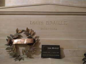 The tomb of Louis Braille at the Panthéon in Paris. Lucas Werkmeister, CC BY 4.0, via Wikimedia Commons