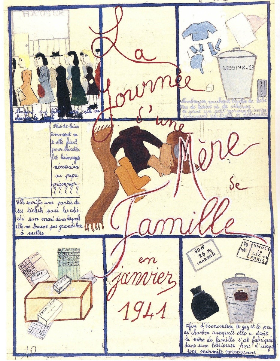 "A Day in the Life of a Mother in January 1941." Drawing by José Smeets. © MUNAÉ (1979.09289.29)