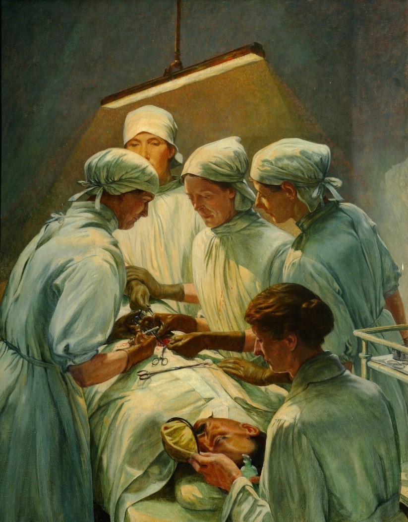 Surgery at Endell Street Military Hospital. Painting by Francis Dodd, 1920. © IWM (ART 4084)